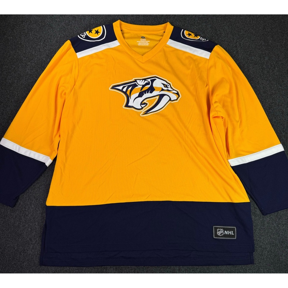 NHL Nashville Predators NP 2022 Blank Yellow Navy Blue Hockey Jersey Men's XL
